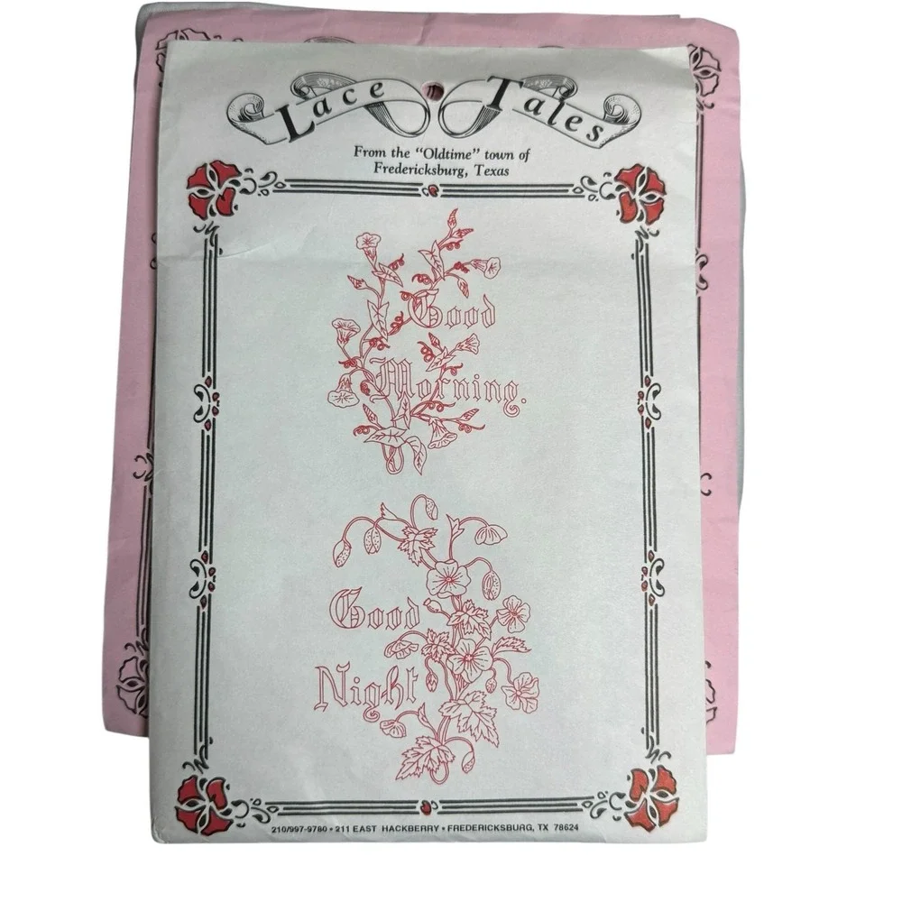 Vintage Embroidery Kit Lace Tales Pillow‎ Sham Needlepoint Good Morning Night